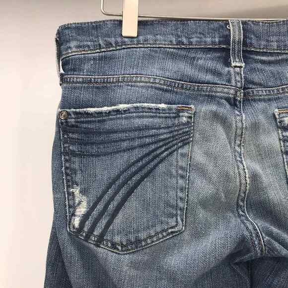7 For All Mankind Crop Dojo Jean Womens 28 Blue Denim Straight Leg Stretch - Picture 4 of 12
